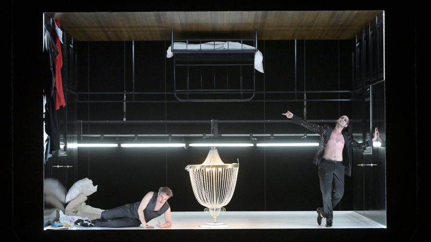 Escaich, Point d’orgue – livret et mise en scène Olivier Py, direction musicale Jérémie Rhorer : Jean-Sébastien Bou (Lui) et Cyrille Dubois (L’Autre, à droite)