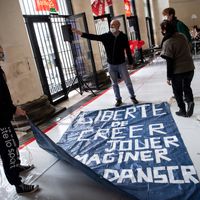 Occupation par les intermittents du spectacle du théâtre Graslin à Nantes, 11/03/2021