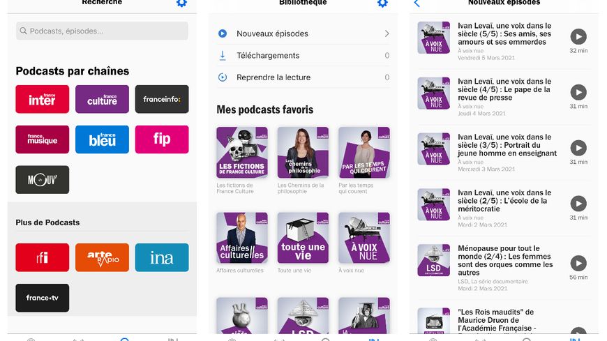 France Culture dans l'appli Radio France : recherche, bibliothèque de favoris et nouveaux épisodes