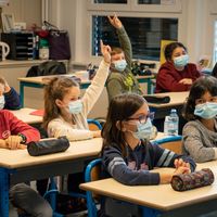 Élèves d'une école à Bischwiller, le 2 novembre 2020.