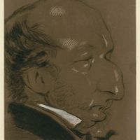 Sigismund Thalberg – Caricature au fusain rehaussé de gouache / Dessin préparatoire au Panthéon Nadar