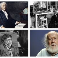 Isaac Newton, Marie Curie, Stephen Hawking, Hubert Reeves.