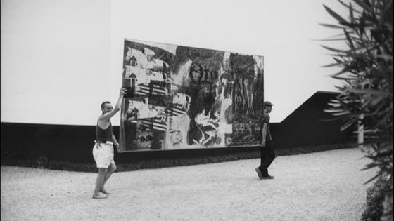 Biennale de Venise 1964 : installation de l'exposition de Robert Rauschenberg au pavillon américain - DR