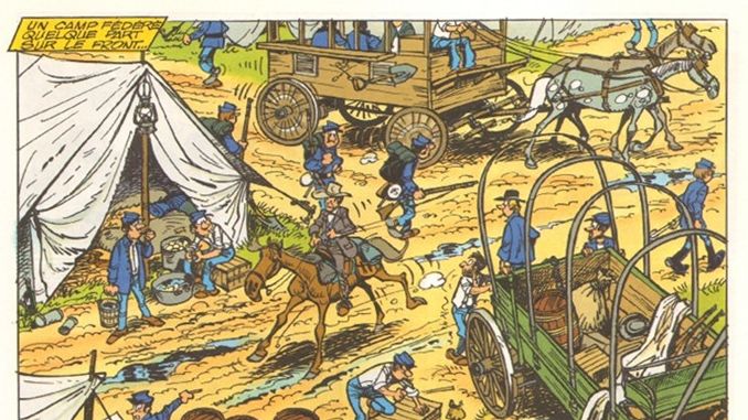 Extrait du tome 26 des Tuniques Bleues, "L'Or du Québec", de Willy Lambil et Raoul Cauvin, le premier album acheté par Kris