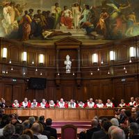 Magistrats de la Cour de cassation lors de l'audience solennelle, marquant le début de l’année judiciaire, à Montpellier le 19 janvier 2018.