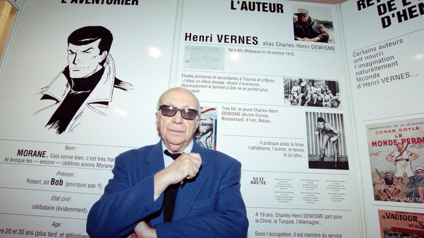 Henri Vernes à l'occasion de l'exposition consacrée à Bob Morane à Paris le 2 Décembre 1993.