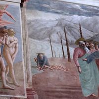 « Adam et Eve chassés du paradis » à la chapelle Brancacci Florence. Une fresque de Masaccio (1424-1425)