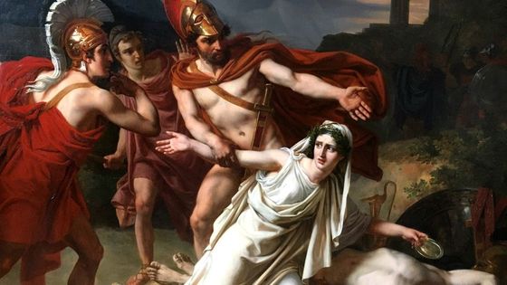 Peinture de Sébastien Norblin, "Antigone donnant la sépulture à Polynice", 1825 - Wikicommons
