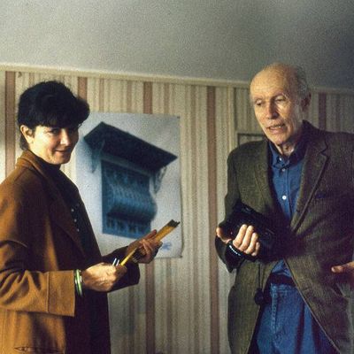 Françoise Etchegaray et Rohmer en repérage pour Conte d’hiver en 1991