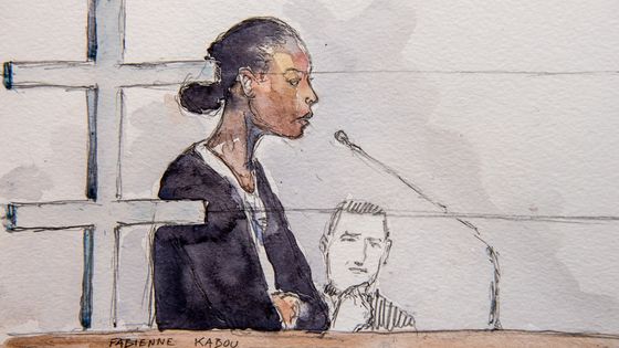 26 juin 2016, Fabienne Kabou lors de son procès ©AFP - Benoît Peyrucq (dessinateur)