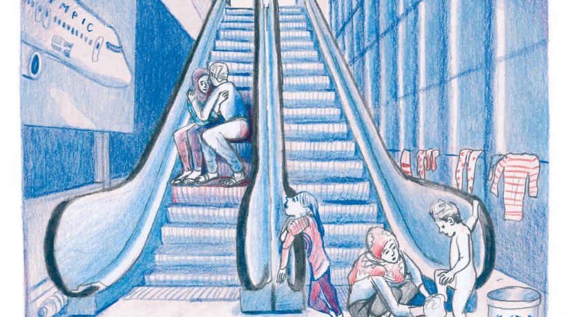 Extrait de la bande dessinée "Chez toi", de Sandrine Martin, inspirée de l'étude EU Border Care menée par l'anthropologue Vanessa Grotti
