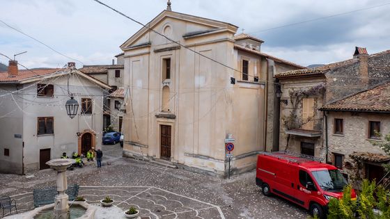 La place centrale de Colle di Tora, Italie, 21/04/2021. ©AFP - Alvise ARMELLINI