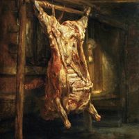 "Le Bœuf écorché" de Rembrandt, 1655, 94 cm x 69 cm, conservé au musée du Louvre à Paris