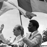 François Mitterrand et Juvénal Habyarimana, le 7 octobre 1982