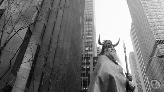 MOONDOG (Louis T. Hardin) standing outside CBS headquarters (Black Rock) at the southeast corner of West 53rd Street and 6th Avenue, New York, NY on April 21, 1972. ©Getty - CBS Photo Archive