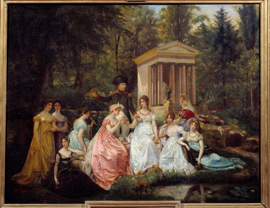 "La rose de Malmaison : l'impératrice Josephine de Beauharnais et ses dames d'honneur avec, au milieu, l'empereur Napoleon Bonaparte", par Victor Viger du Vigneau