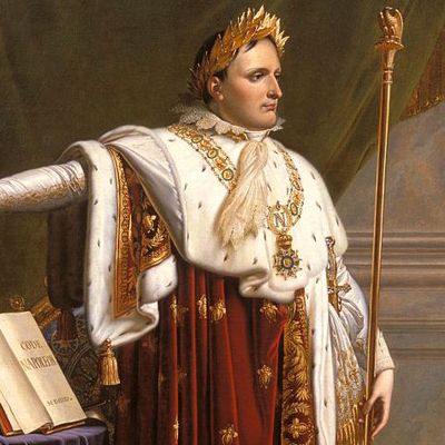 L’empereur Napoléon Ier représenté avec le Code napoléonien ou Code civil. Peinture commandée par lui-même, Anne-Louis Girodet, 1812-1814