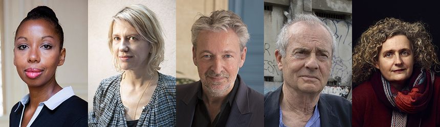 Marie Ndiaye © F. Mantovani | Judith Perrignon © Marcello Mencarini / AFP | Eric Reinhnardt © F. Mantovani | Jean Rolin © Bamberger | Tiffany Tavernier © Marco Castro