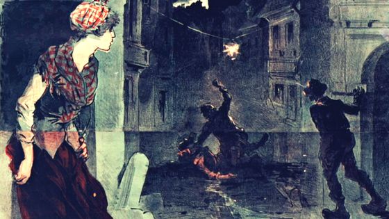 Publicité pour Les Mystères de Paris d’Eugène Süe - Illustrateur : Jules Cheret - 1885 - Musée Carnavalet, Paris. (Wikipédia)