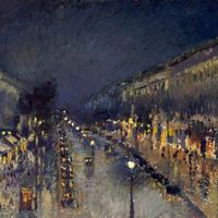Le boulevard Montmartre de nuit, 1898, Camille Pissarro. National Gallery, Londres. The Yorck Project (2002). (Wikipédia)