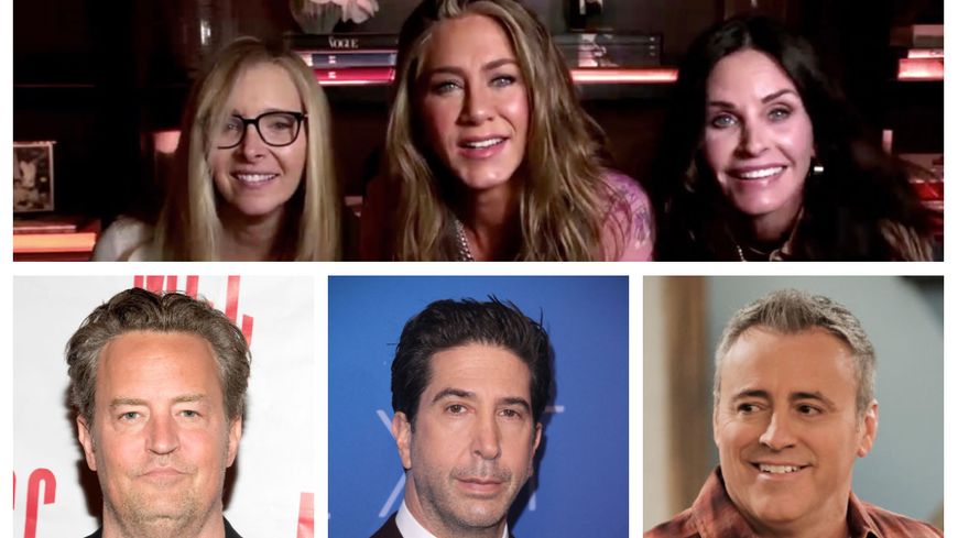 De g.à d., et de haut en bas : Lisa Kudrow, Jennifer Aniston, Courteney Cox, Matthew Perry, David Schwimmer et Matt LeBlanc reviennent dans un nouvel épisode de Friends en 2021