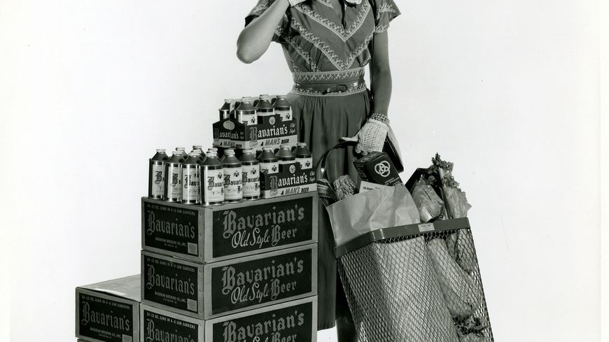 Publicité pour la bière "Bavarian's Old Style Beer", "une bière d'hommes" selon la campagne publicitaire, Kentucky, 1952