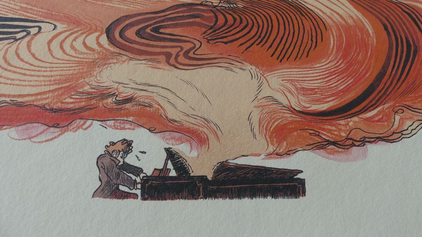 Dans "Ludwig et Beethoven", des ondes sortent du piano, d'une manière très impressionniste.