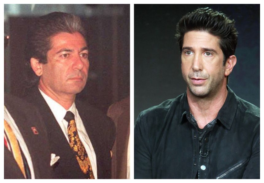 Robert Kardashian (g.) lors du procès d'O.J.Simpson en 1994 incarné par David Schwimmer (d.) en 2016
