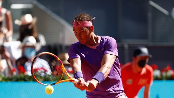 Le joueur de tennis, Rafael Nadal lors de son match du simple masculin, à La Caja Magica le 5 mai 2021 à Madrid, Espagne. ©Getty - Oscar J.Barroso / Europa Press Sports