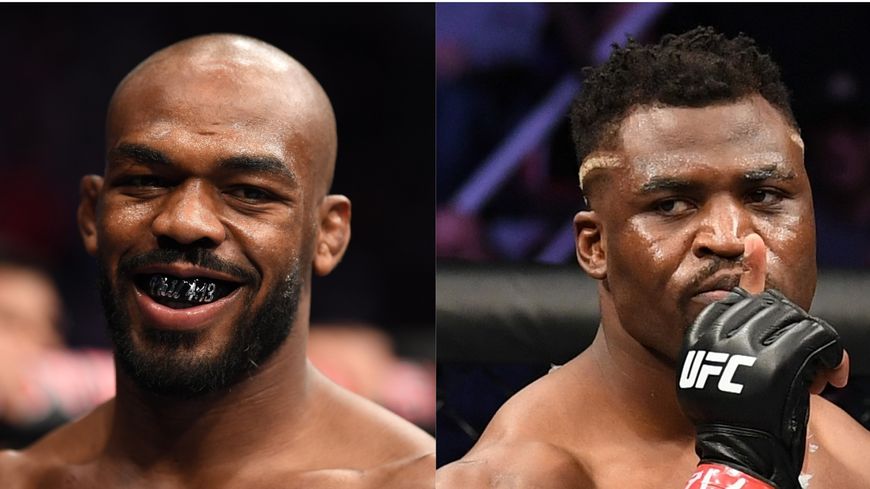 Jon Jones - En 2020 à l'UFC (Josh Hedges/Zuffa LLC via Getty Images) / Francis Nganou - En 2019 (Josh Hedges/Zuffa LLC/Zuffa LLC via Getty Images)