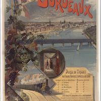 Affiche simili-aquarelle "Chemin de fer d'Orléans. Bordeaux", Ateliers F. Hugo d'Alési, 1897