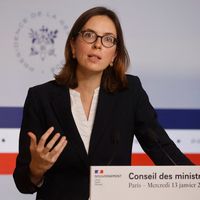 Amélie de Montchalin, ministre chargée de la Transformation et de la Fonction publiques lors d'une conférence de presse, à l'Élysée, à Paris, le 13 janvier 2021.