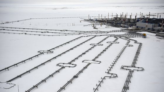 Le gazoduc Nord Stream relie la Russie à l'Allemagne, photo des pipelines entrants menant au champ gazier de Bovanenkovo sur la péninsule de Yamal, dans le cercle arctique, le 21 mai 2019. ©AFP - ALEXANDER NEMENOV