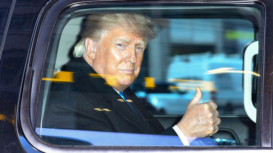 New York, le 9 mars 2021 - Donald Trump quitte la Trump Tower à Manhattan - James Devaney/GC Images