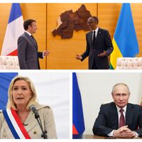 Emmanuel Macron et Paul Kagame à Kigali au Rwanda, le 27 mai 2021 / Marine Le Pen / Vladimir Poutine
