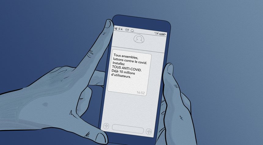 Message diffusé par texto incitant à télécharger Tous anti-covid.