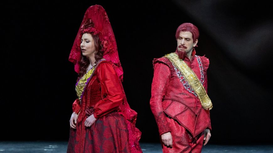 Dalbavie, Le Soulier de satin – livret de Raphaèle Fleury, dir. musicale Marc-André Dalbavie, mise en scène Stanislas Nordey : Eve-Maud Hubeaux (Doña Prouhèze), Luca Pisaroni (Don Rodrigue de Manacor)