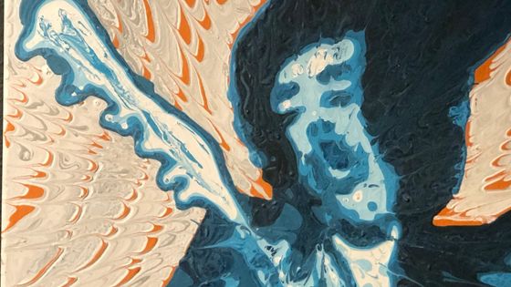 Jimi Hendrix, oeuvre de Frédéric Périmon - © Tewfik Hakem, Exposition Psychédélices, 2021, MIAM, Sète