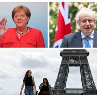 Angela Merkel / Boris Johnson / Paris, le 17 juin2021 : les Français peuvent enlever les masques en extérieur