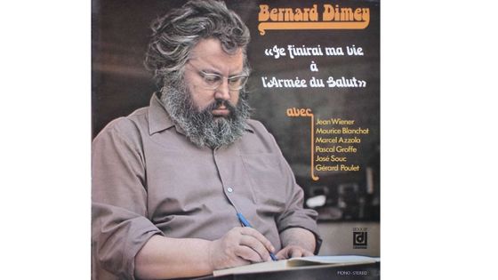 pochette du disque de Bernard Dimey, "Je finirai ma vie à l'Armée du Salut"