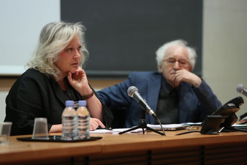 Claudine Tiercelin et Jacques Bouveresse au colloque "La reconstruction de la raison. Dialogues avec Jacques Bouveresse", au Collège de France, mai 2013