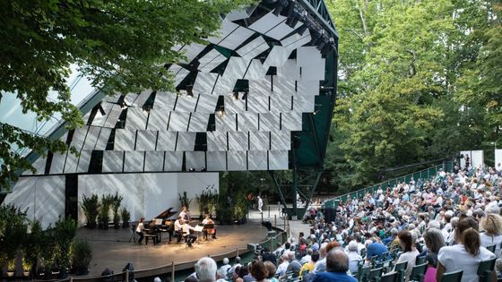 Nelson Goerner, le Quatuor Modigliani et Yann Dubost, au Parc du Château de Florans au Festival International de Piano de La Roque d'Anthéron 2020 - Christophe Grémiot