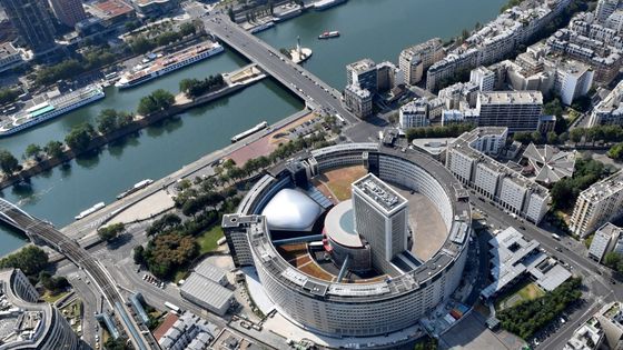 Vue aérienne de la Maison de la Radio et de la Musique, à Paris. ©AFP - Gerard Julien