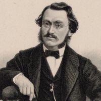Portrait de Max Bruch, compositeur (Cologne, 6 janvier 1838 - Berlin, 2 octobre 1920). Gravure de 1870. Collection privée