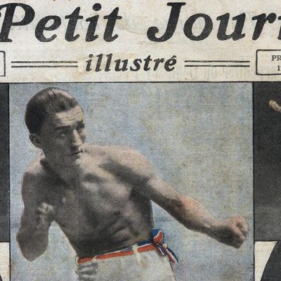 Portrait du boxeur français Georges Carpentier (avant son combat pour le titre de champion du monde contre le boxeur américain Jack Dempsey), dans "Le petit journal illustré" du 19 juin 1921.