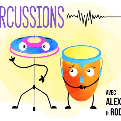 visuel Podcast Cymb et Al les percussions, avec Alex Vizorek & Rodolphe Théry