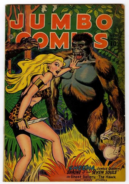 Couverture d'un numéro de la série Jumbo Comics représentant Sheena, l'héroïne de Will Eisner (1947)