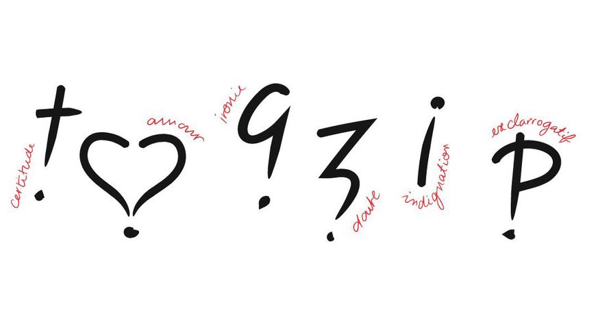 "L'art de la ponctuation" : de la ponctuation non standard créée par l'agence de design graphique Luciole.
