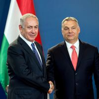 Lors de la rencontre entre Benjamin Netanyahu et Viktor Orbán à Budapest en Hongrie, le 18 juillet 2017