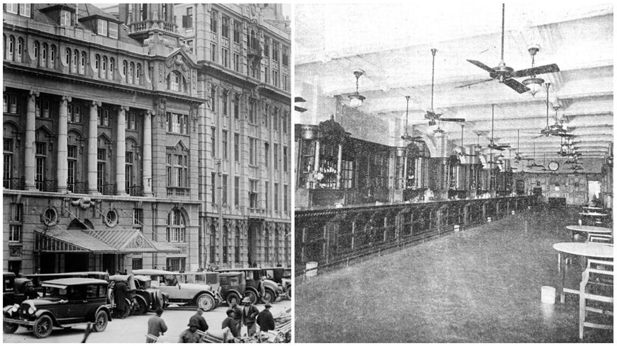 Le Long bar du Shanghai Club sur le Bund à Shanghai, vers 1920
